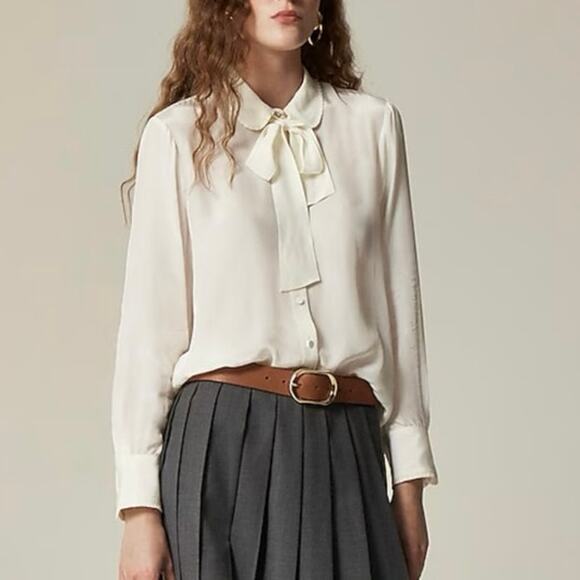 J. Crew Tops - J. Crew Ivory Blouse with Elegant Bow